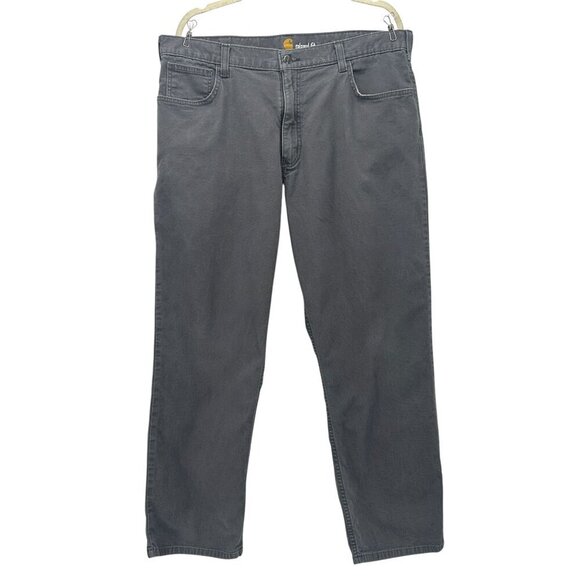 Carhartt Relaxed Fit Canvas Distressed Gray Straight Leg Pants Mens 38X30 - Picture 1 of 9